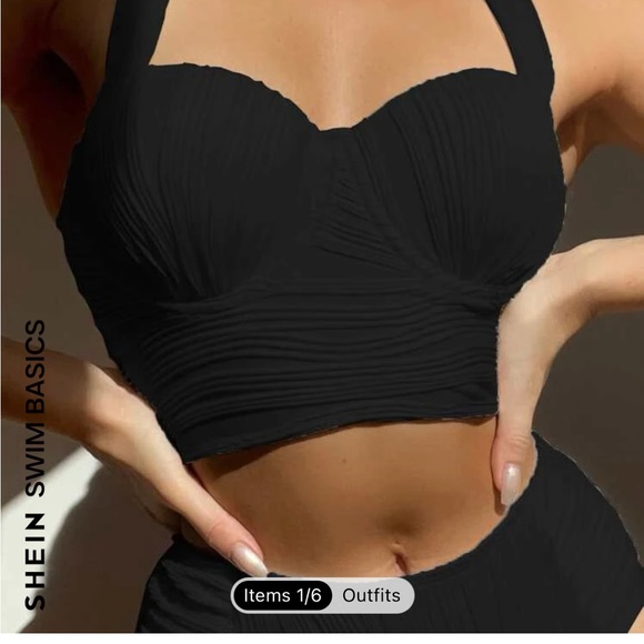 Lot of 5 SHEIN black 2 piece bathing suits and one additional top. NWOT - Picture 13 of 15